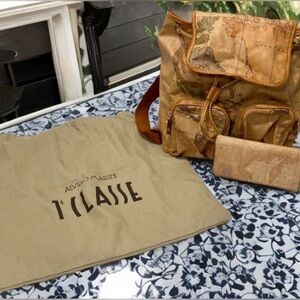 Alviero Martini 1ª Classe Geo Classic Drawstring Backpack w/ Dust Bag – Pristine